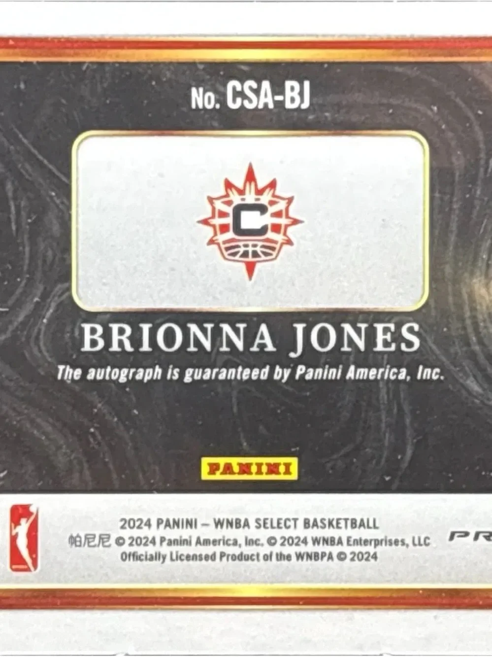 Panini Brionna Jones Autograph WNBA Trading Card
